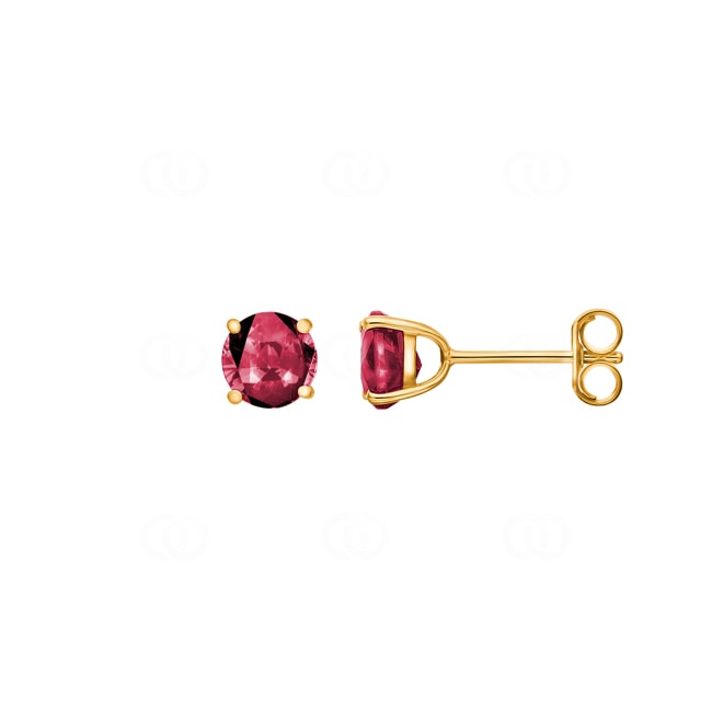 Stud Earrings 750/18 K Yellow Gold with Ruby Ø 5mm - GW205JR
