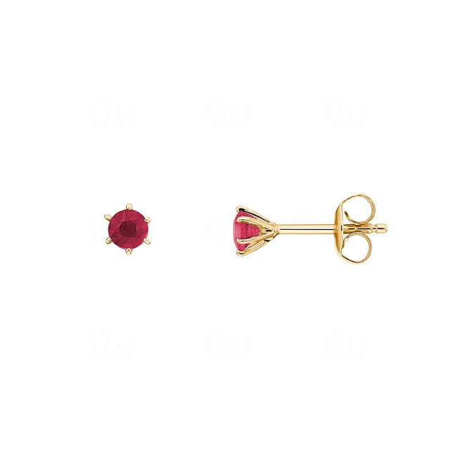 Stud Earrings 750/18 K Yellow Gold with Ruby Stud Earrings 750/18 K Yellow Gold with Ruby - PE03784-3-GG