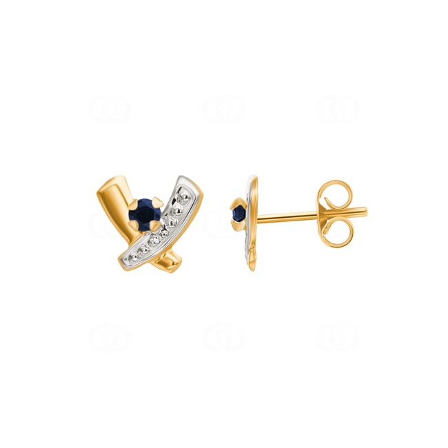 Ohrstecker 750/18 K Gelbgold mit Saphir - 8368S