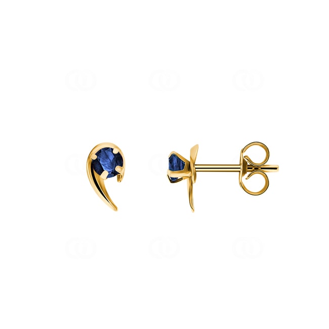 Stud Earrings 750/18 K Yellow Gold with Sapphire - 8367S