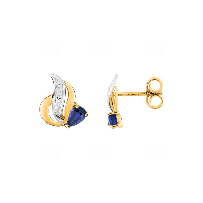 Stud Earrings 750/18 K Yellow Gold with Sapphire - GG229BS