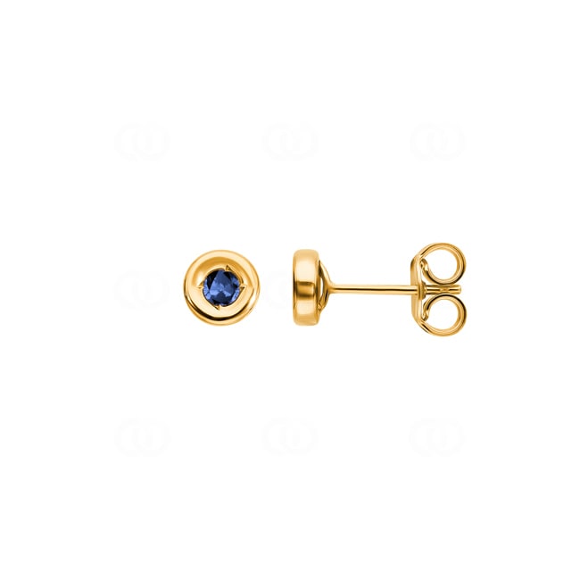 Stud Earrings 750/18 K Yellow Gold with Sapphire Ø 2.5mm - 1814S