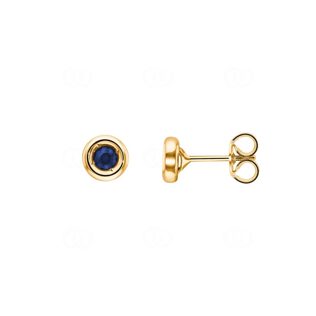 Clous d'oreilles or jaune 750/18 ct avec saphir Ø 3.0mm - 1815S