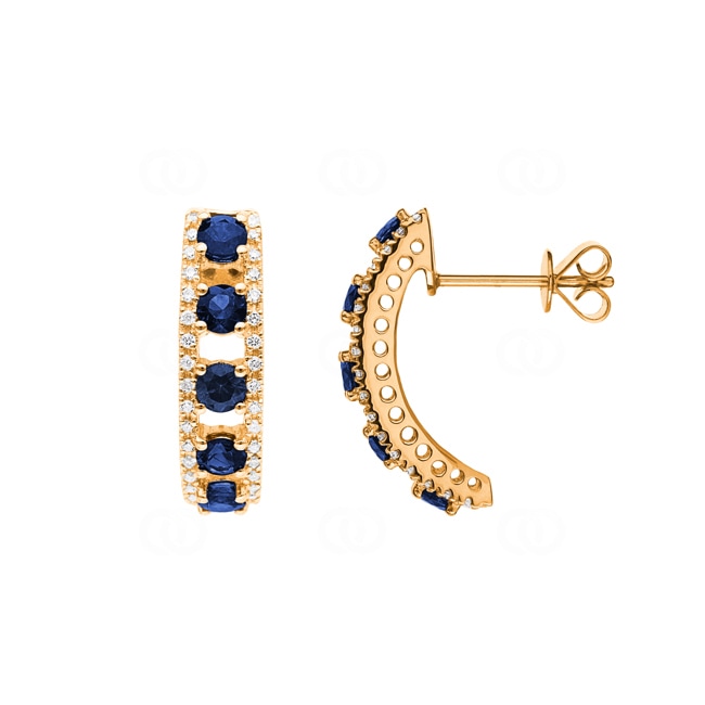 Ohrstecker 750/18 K Gelbgold mit Saphiren & Diamanten 0.20 ct H/si - OR-47722-SAF-GG