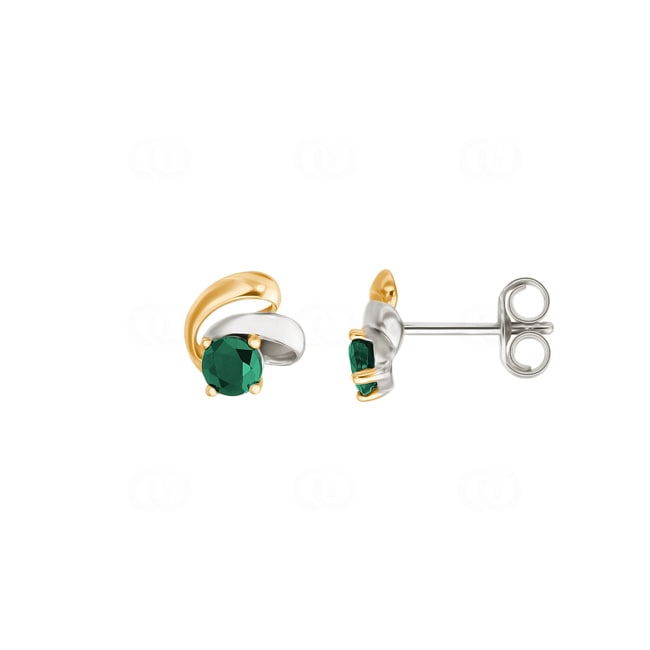 Stud Earrings 750/18 K Yellow Gold with Emerald 0.24ct. - GJ213BE