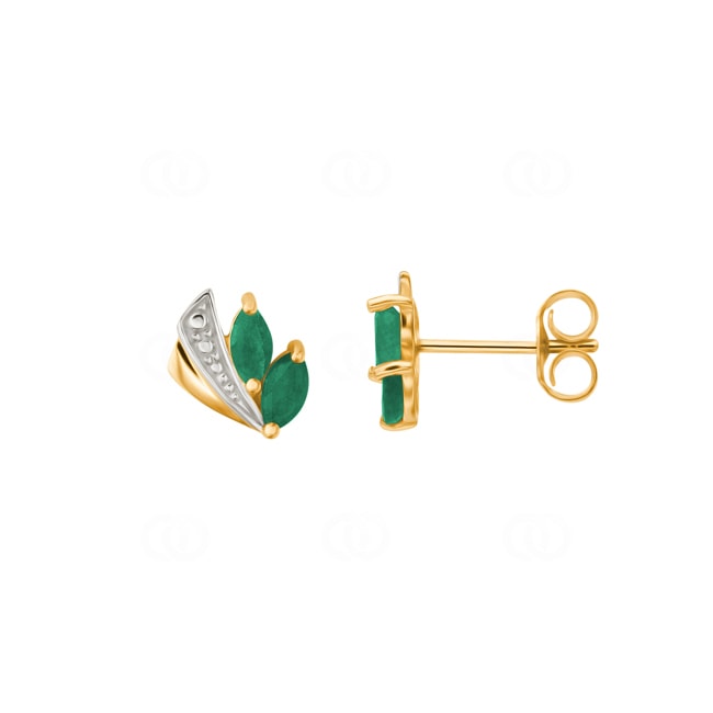 Stud Earrings 750/18 K Yellow Gold with Emerald 0.30ct. - IJ231BE