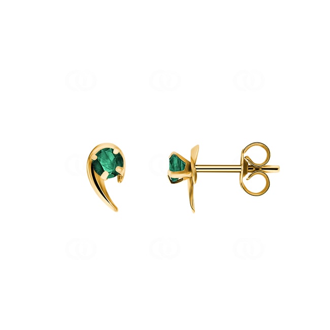Stud Earrings 750/18 K Yellow Gold with Emerald - 8367E