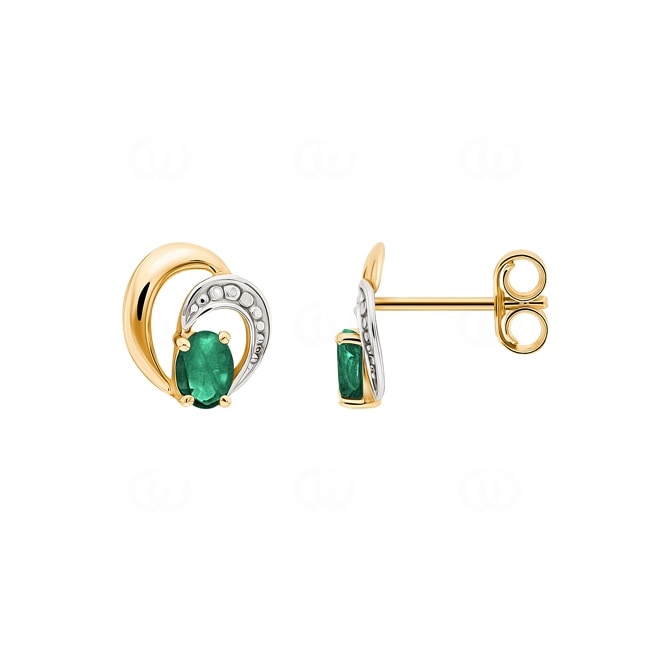 Stud Earrings 750/18 K Yellow Gold with Emerald - GI220BE