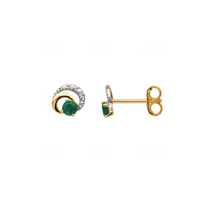Stud Earrings 750/18 K Yellow Gold with Emerald - IJ218BE