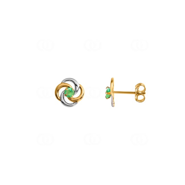 Stud Earrings 750/18 K Yellow Gold with Emerald - 28SA716BE