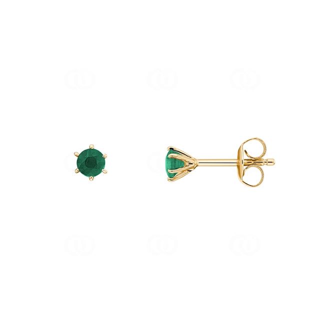 Stud Earrings 750/18 K Yellow Gold with Emerald - PE03784-4-GG