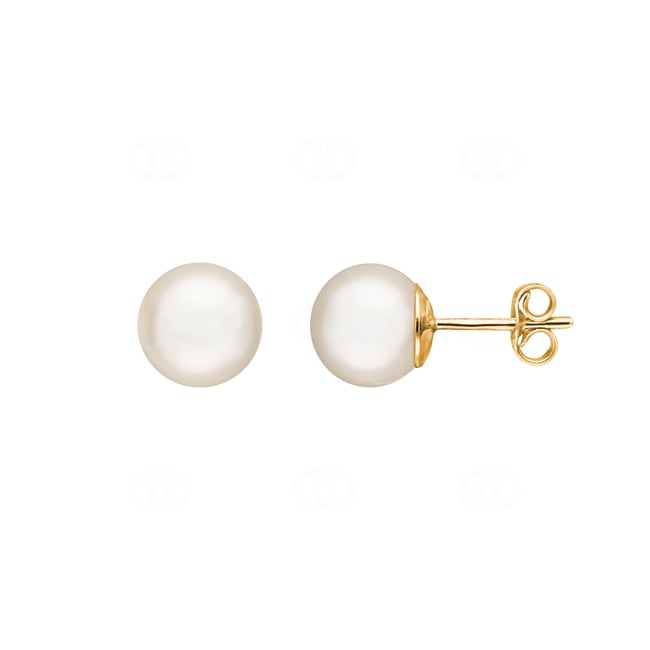 Clous d'oreilles or jaune 750/18 ct avec perle de culture d'eau douce 8mm - 8376.8P