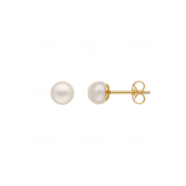 Clous d'oreilles or jaune 750/18 ct avec perle de culture d'eau douce Ø 5mm - 8054.1P
