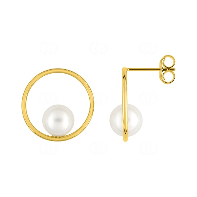 Clous d'oreilles or jaune 750/18 ct avec perle de culture d'eau douce Ø 6mm - 2.7079.P0
