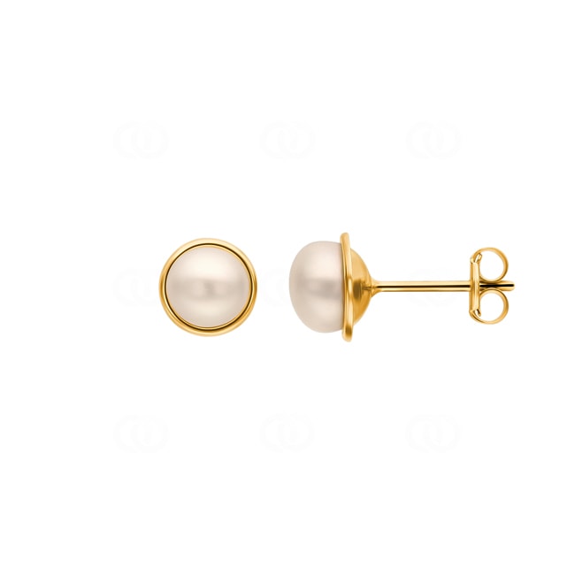 Clous d'oreilles or jaune 750/18 ct avec perles de culture d'eau douce - 140500.6PGG