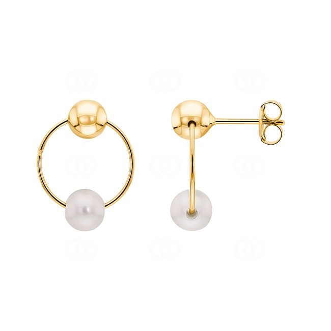 Ohrstecker 750/18 K Gelbgold mit Süsswasserzuchtperlen - 467811.7P