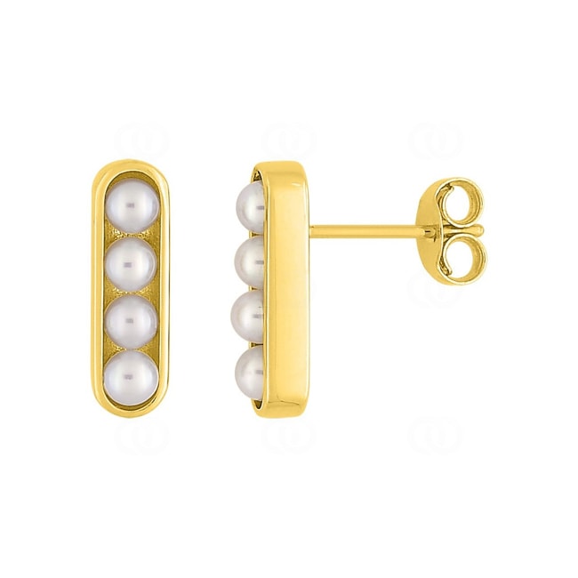 Stud Earrings 750/18 K Yellow Gold with Freshwater Pearls Ø 2.5mm - 2.7073.P0