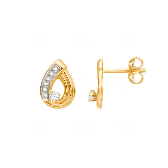 Clous d'oreilles or jaune 750/18 ct avec zircones - 8366Z