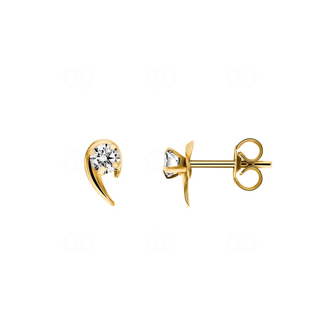 Stud Earrings 750/18 K Yellow Gold with Cubic Zirconia - 8367Z