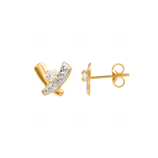 Clous d'oreilles or jaune 750/18 ct avec zircones - 8368Z
