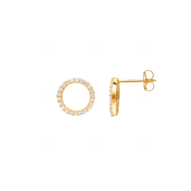 Clous d'oreilles or jaune 750/18 ct avec zircones - 186301.6ZIR