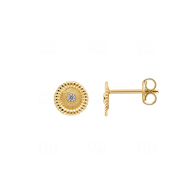 Clous d'oreilles or jaune 750/18 ct avec zircones - 252031.6Z