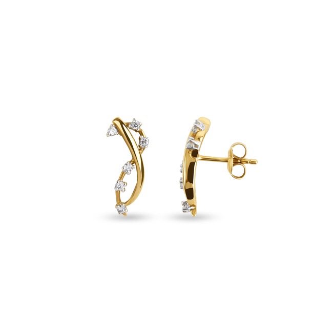 Clous d'oreilles or jaune 750/18 ct avec zircones - PE2874/1-GG