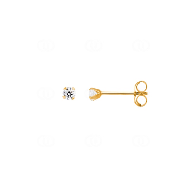 Clous d'oreilles or jaune 750/18 ct avec zircones 4 griffes Ø 2.5mm Clous d'oreilles or jaune 750/18 ct avec zircones 4 griffes Ø 2.5mm - IG247JZ