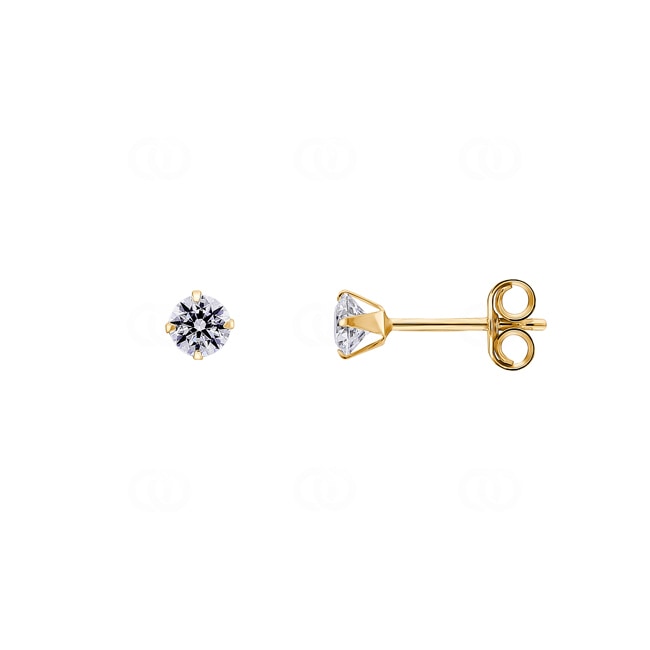 Stud Earrings 750/18 K Yellow Gold with Cubic Zirconia 4 Prongs Ø 3.5mm - IG248JZ