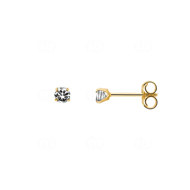Stud Earrings 750/18 K Yellow Gold with Cubic Zirconia 4 Prongs Ø 3mm - IG254JZ