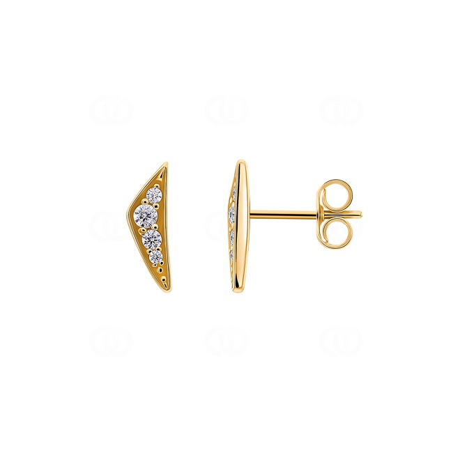 Clous d'oreilles or jaune 750/18 ct avec zircones - 28SA840JZ