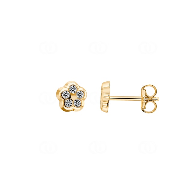 Ohrstecker 750/18 K Gelbgold Blume mit Zirkonia - 178531.6ZG