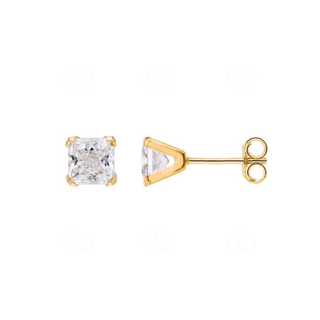 Stud Earrings 750/18 K Yellow Gold with Cubic Zirconia 5mm - 8038.5Z