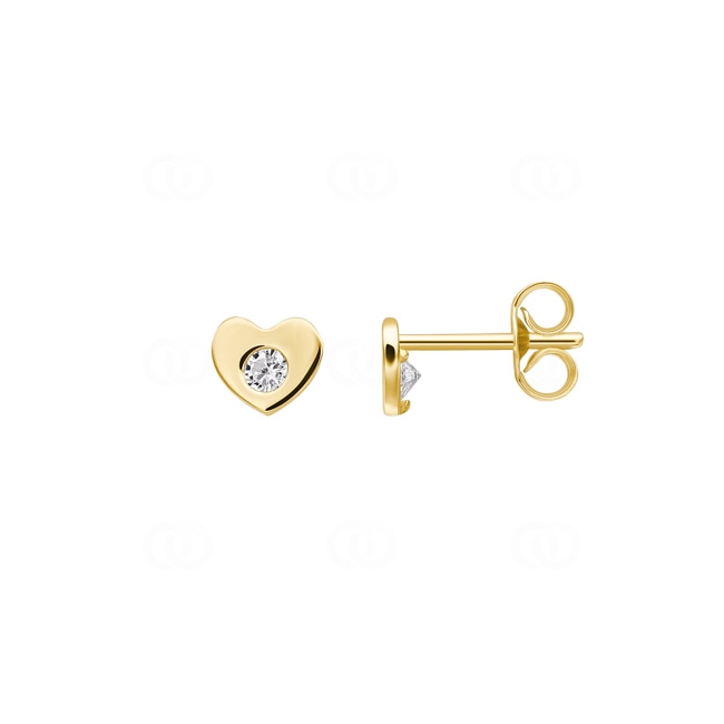 Ohrstecker 750/18 K Gelbgold Herz mit Zirkonia - 8199Z