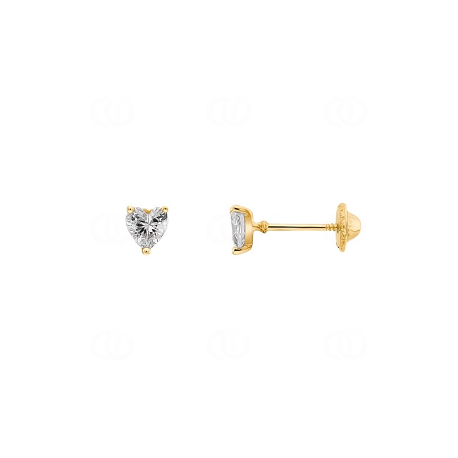 Stud Earrings 750/18 K Yellow Gold with Cubic Zirconia Heart - IK216JZ