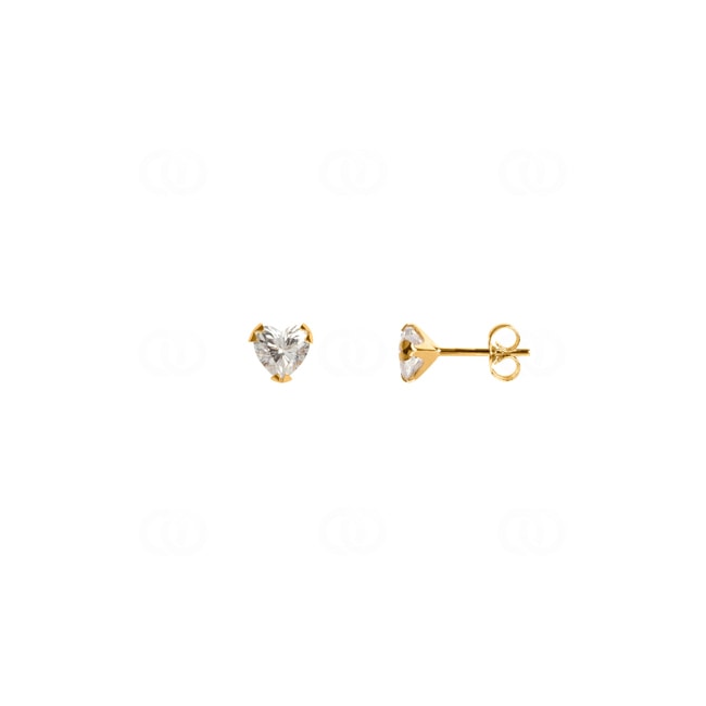 Stud Earrings 750/18 K Yellow Gold with Cubic Zirconia Heart Ø 4mm - 8040.4Z
