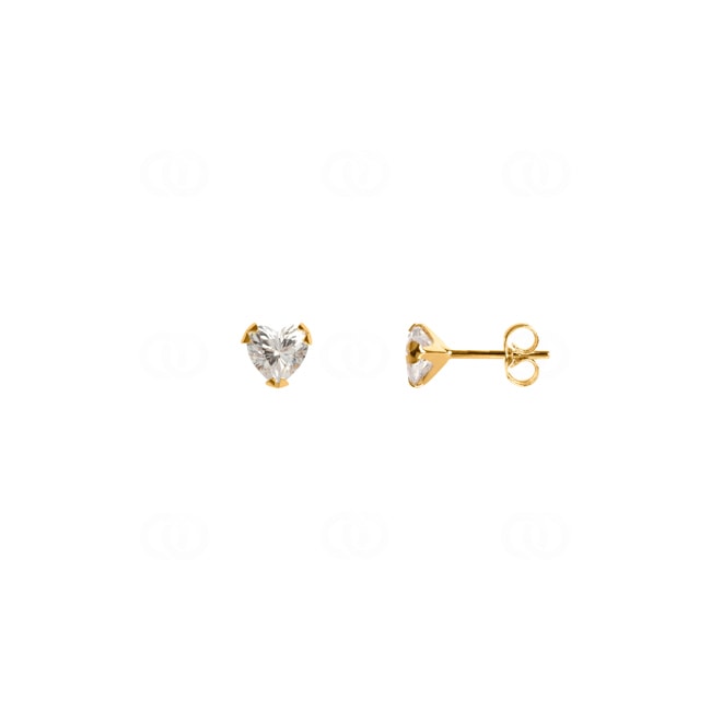Stud Earrings 750/18 K Yellow Gold with Cubic Zirconia Heart Ø 5mm - 8040.5Z