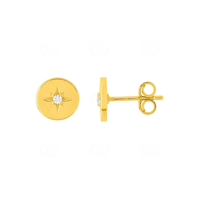 Clous d'oreilles or jaune 750/18 ct Compass avec zircones - 2.7056.Z0