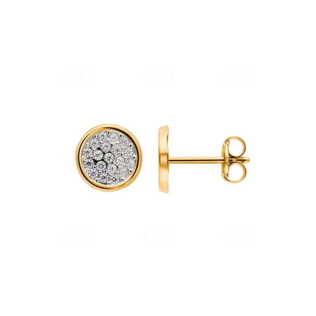 Stud Earrings 750/18 K Yellow Gold with Cubic Zirconia Ø 7mm - 180642.6ZIR