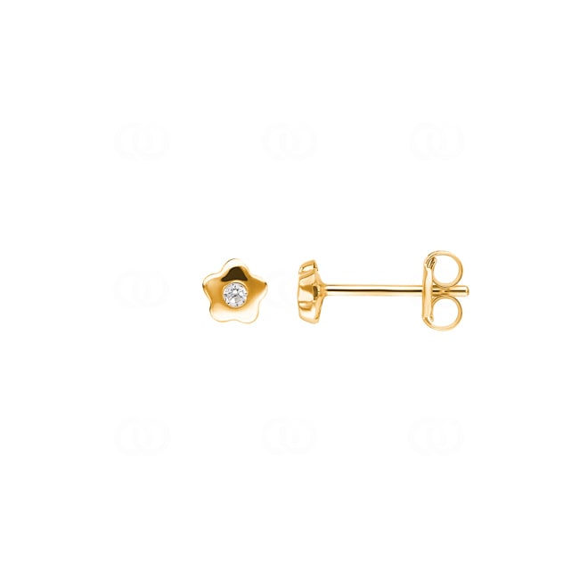 Stud Earrings 750/18 K Yellow Gold Star with Cubic Zirconia - 150691.6ZIR