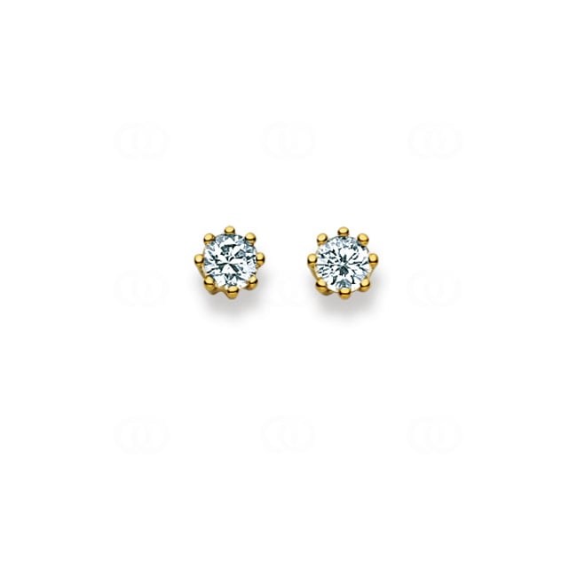 Stud Earrings 750/18 K Yellow Gold Ø 5.0mm with Cubic Zirconia - 1162.02823/0002