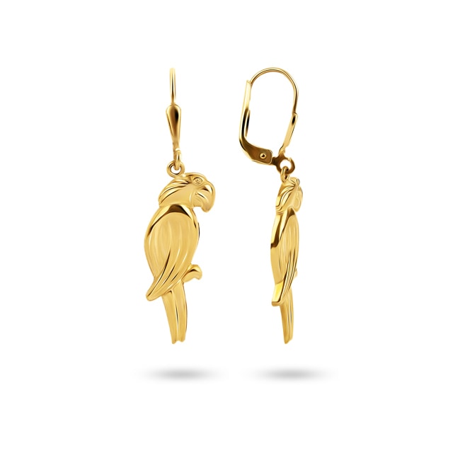 Drop Earrings 750/18 K Yellow Gold, Parrot - 8194