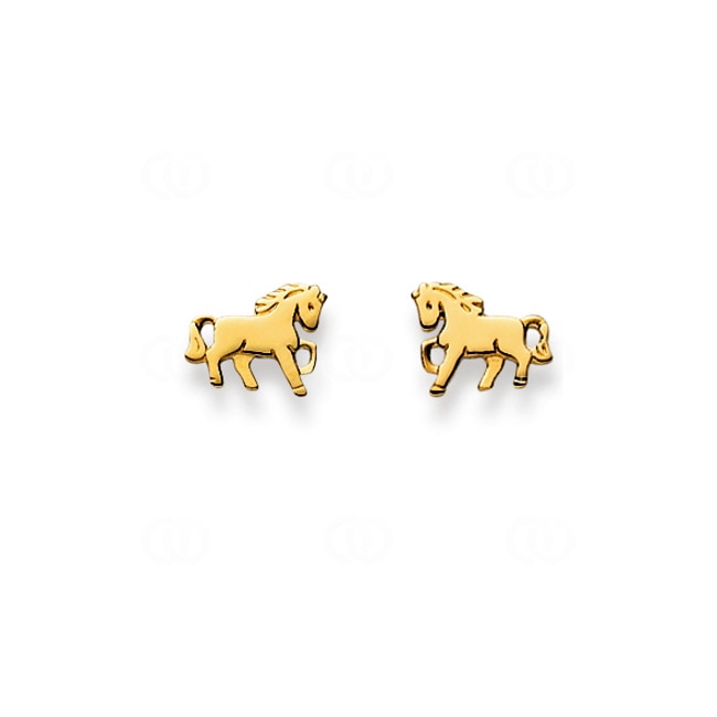 Stud Earrings 750/18 K Yellow Gold, Horse - 1163.01141/0008