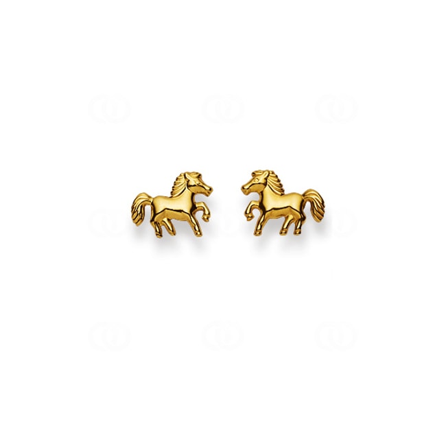 Clous d'oreilles or jaune 750/18 ct, Cheval - 1163.03685/0001