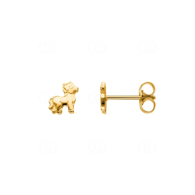 Stud Earrings 750/18 K Yellow Gold Horse - 17735-02