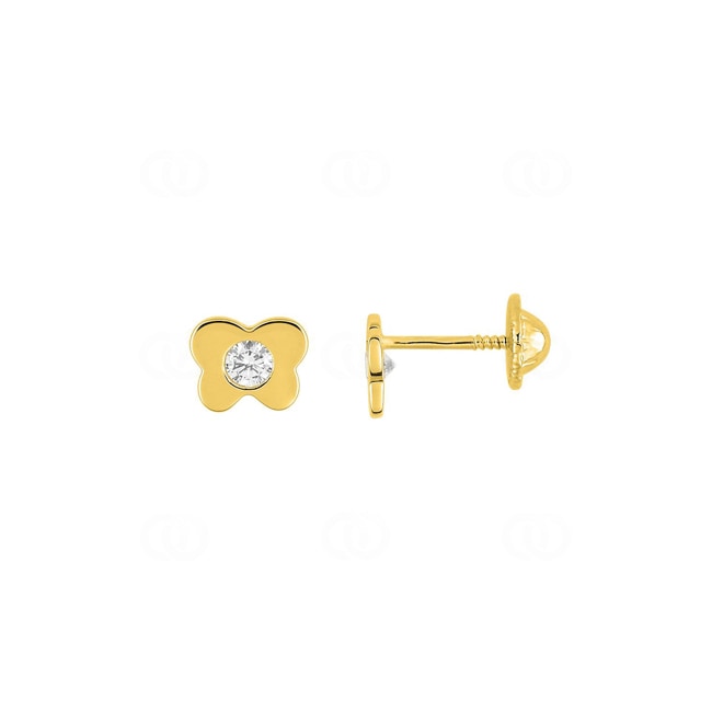 Ohrstecker 750/18 K Gelbgold Schildkröten mit Zirkonia - 8177ZV
