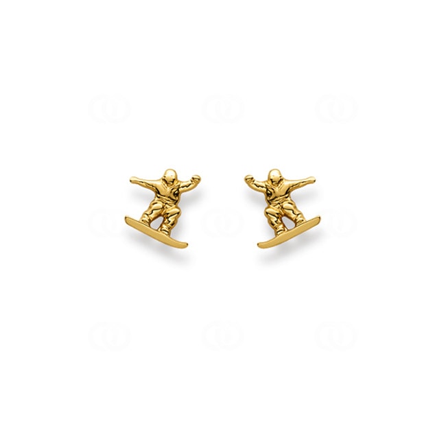 Stud Earrings 750/18 K Yellow Gold Snowboarder - 1163.03850/0001
