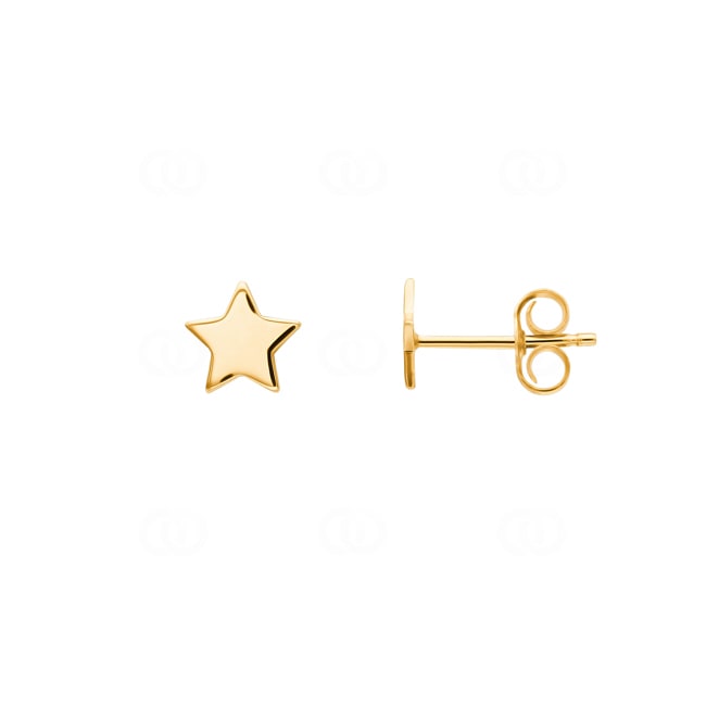 Stud Earrings 750/18 K Yellow Gold Star - 24702