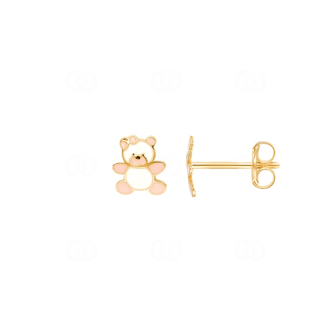 Stud Earrings 750/18 K Yellow Gold Teddy Bear - 168521.6R