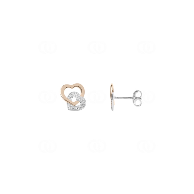 Stud Earrings 750/18 K Rose and White Gold with Diamonds 0.01ct. H/p1 - RZ224CB4